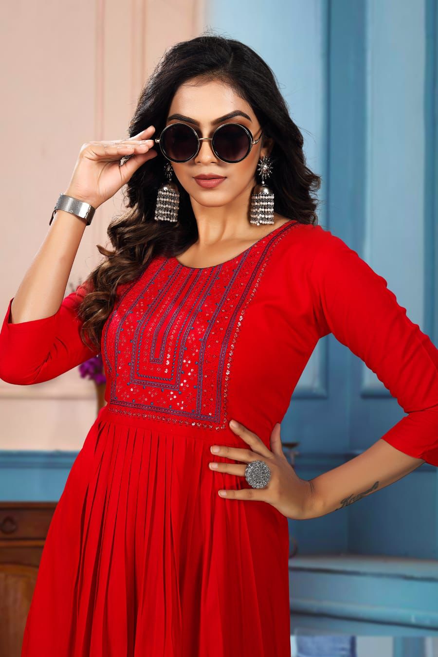 Golden Sejal 1 Fancy Festive Wear Heavy Rayon Designer Anarkali Kurti Collection